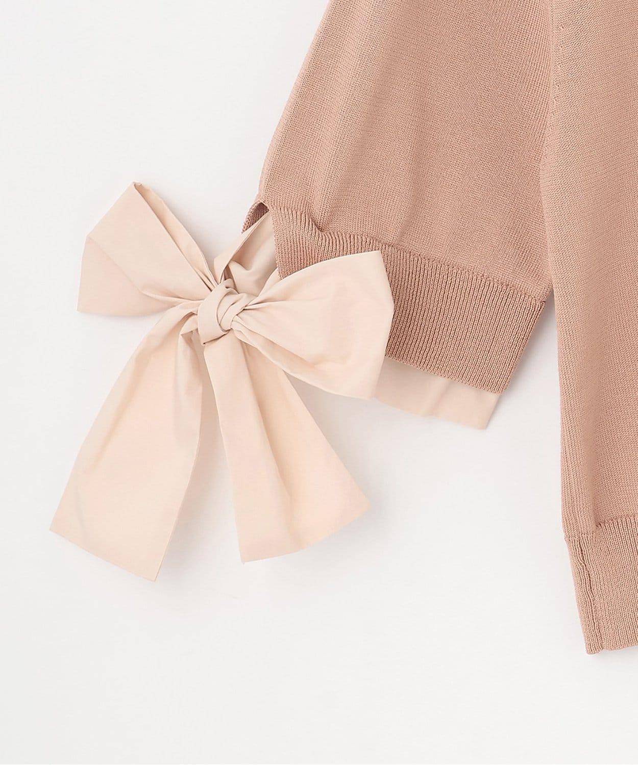 蝴蝶結袖拼接針織衫【韓國時尚】