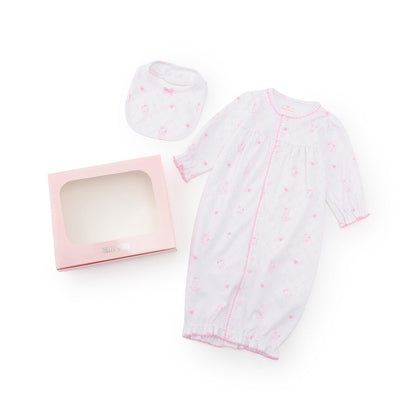 【BOX付】天使兔圖案2用連體衣&圍兜套裝