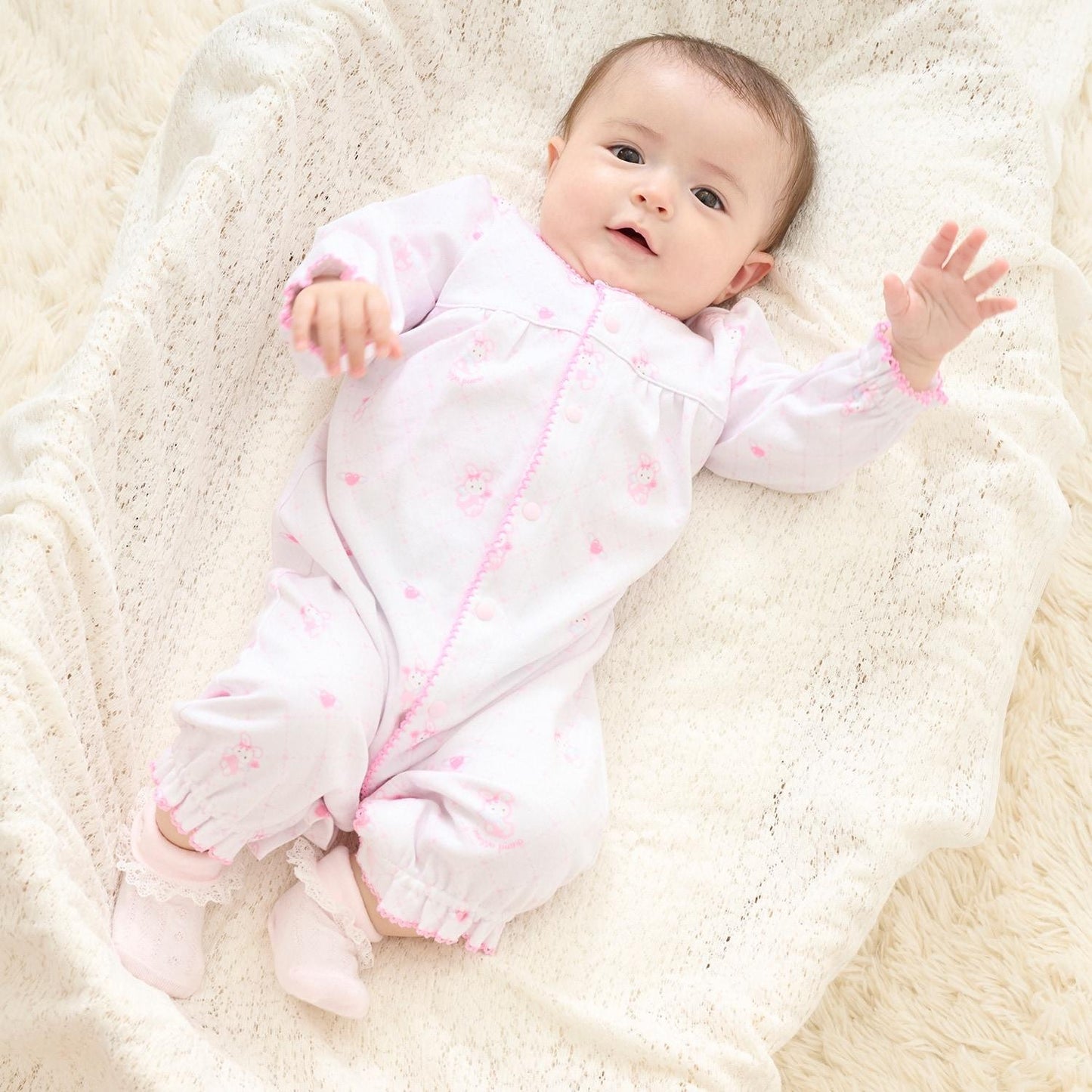 【BOX付】天使兔圖案2用連體衣&圍兜套裝