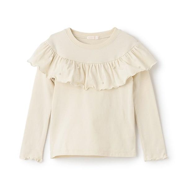 【Lycee mine 芭蕾系列】圓領荷葉邊珍珠裝飾上衣