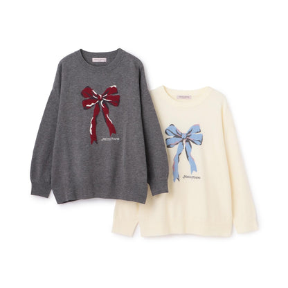 寬鬆蝴蝶結針織衫