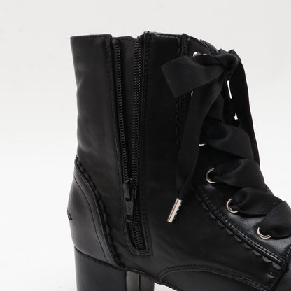 緞面蝴蝶結波浪邊短靴