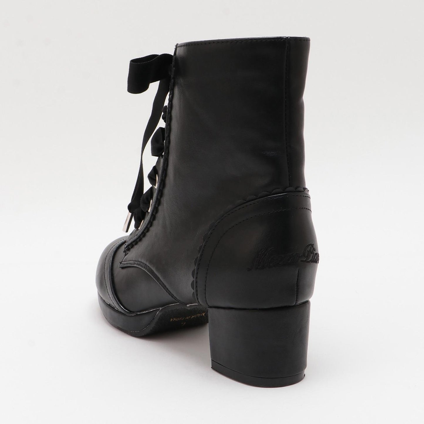 緞面蝴蝶結波浪邊短靴