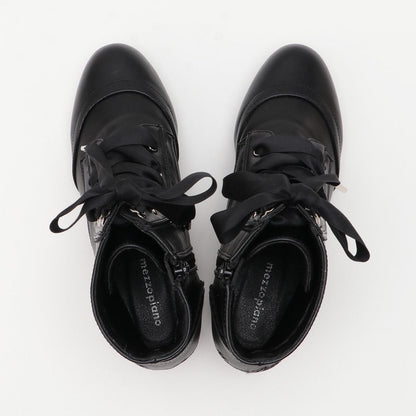 緞面蝴蝶結波浪邊短靴