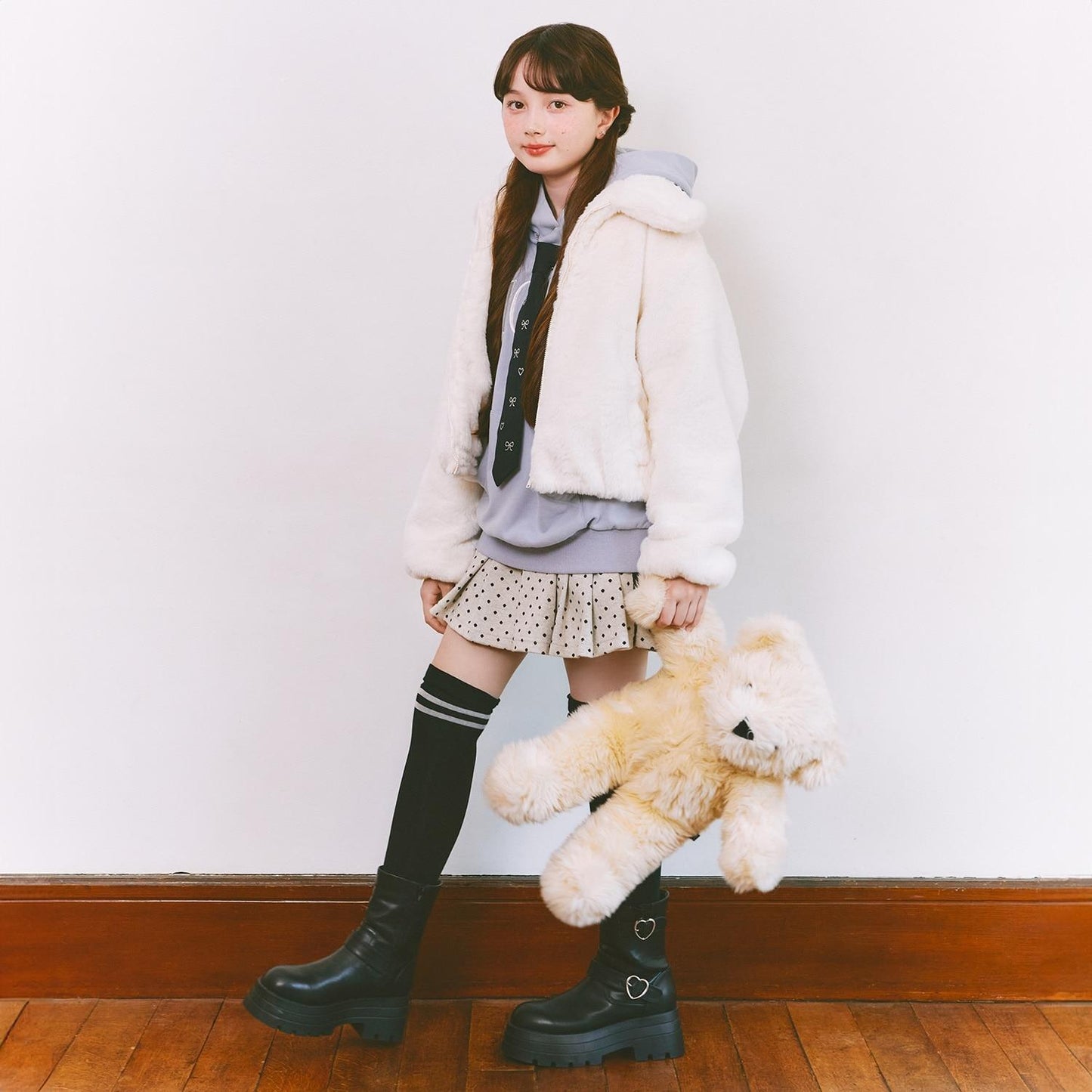 蓬鬆仿皮草飛行夾克