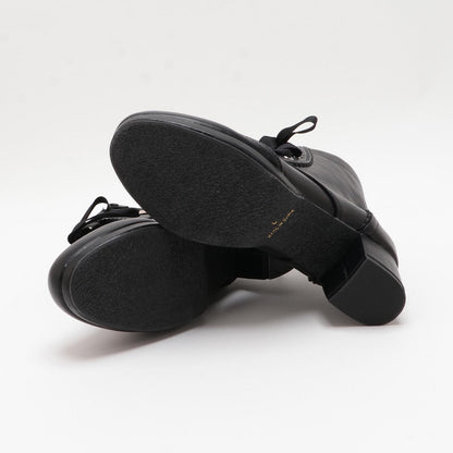 緞面蝴蝶結波浪邊短靴