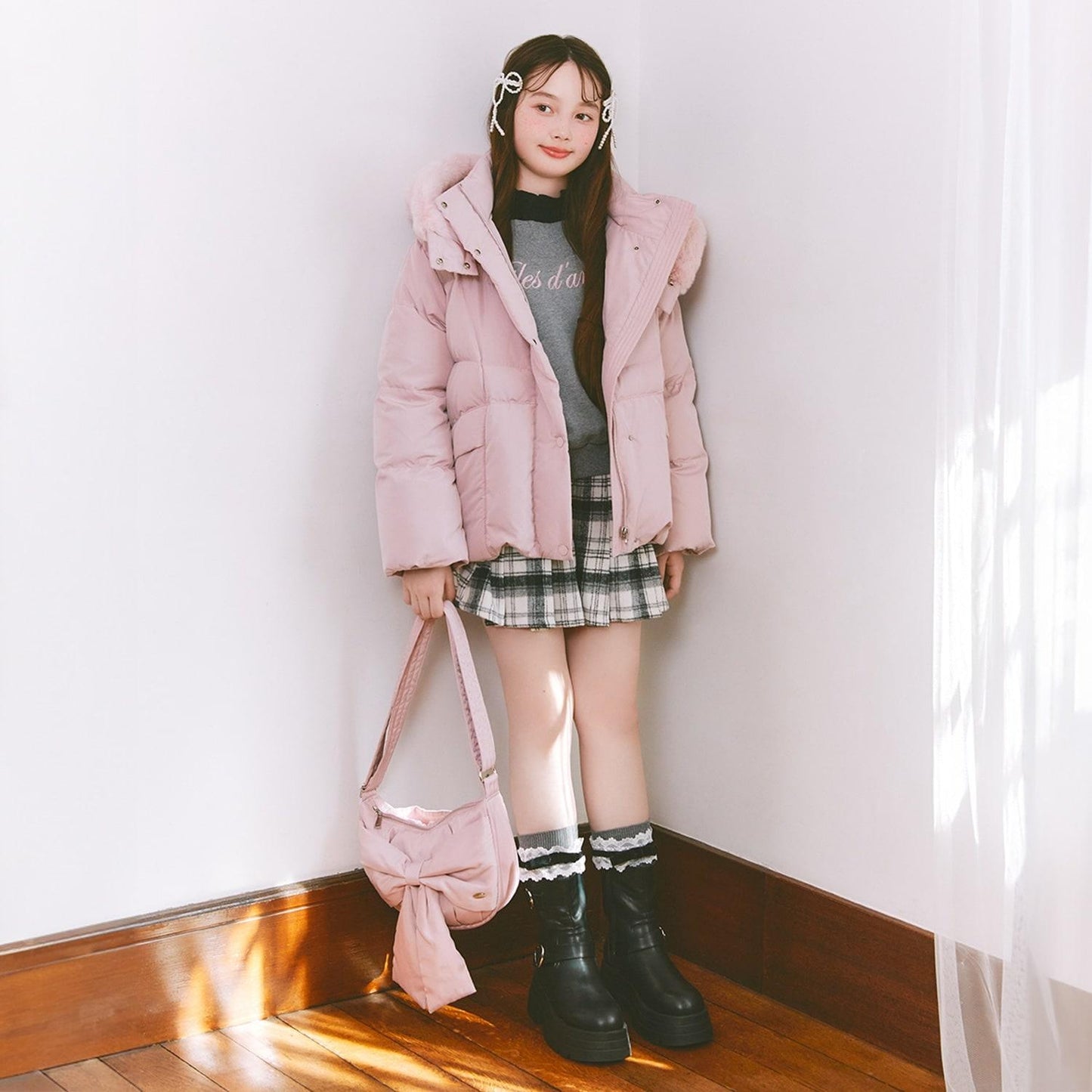 【防潑水】保暖仿毛連帽可回收羽絨夾克