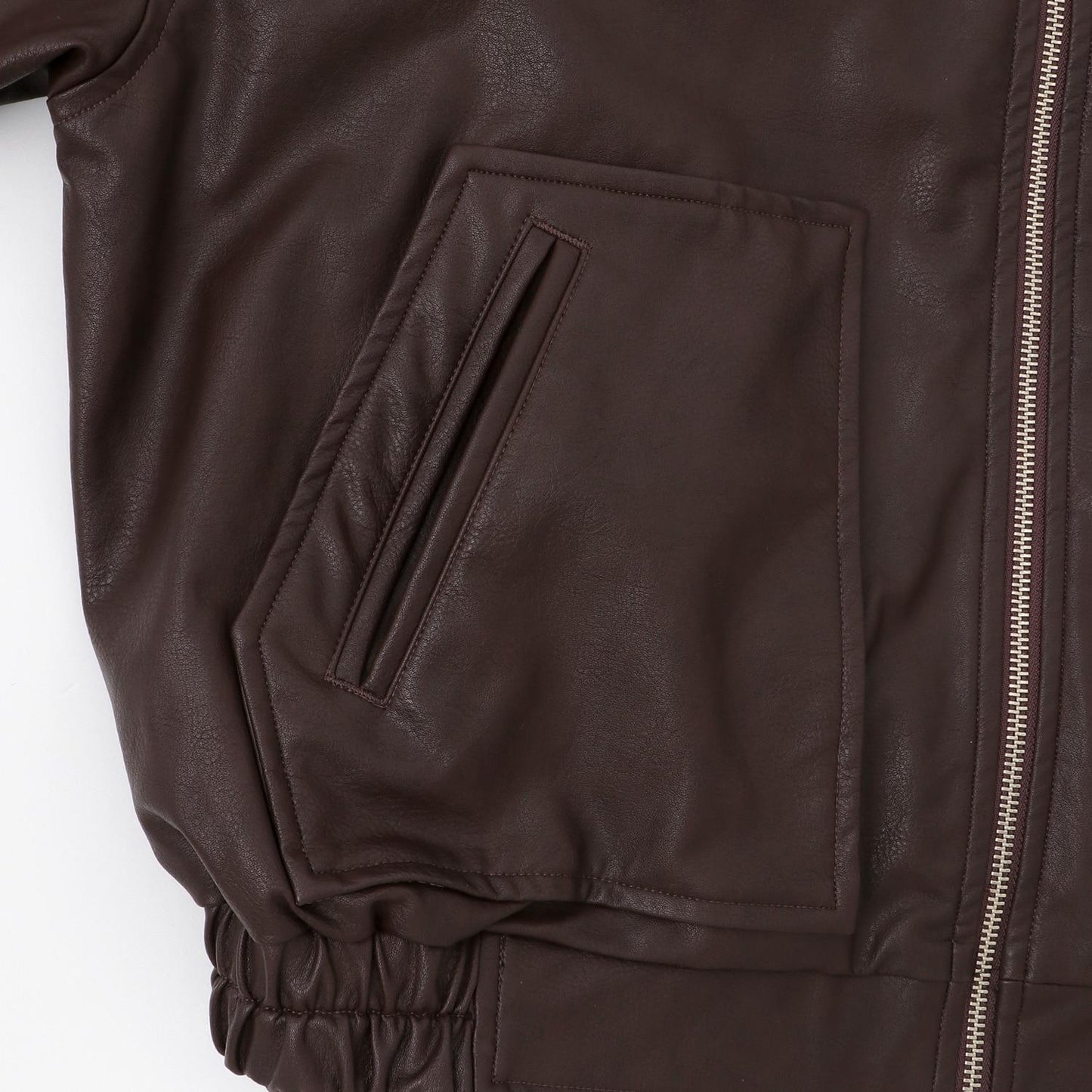 蝴蝶結貼飾仿皮夾克（配仿毛領）