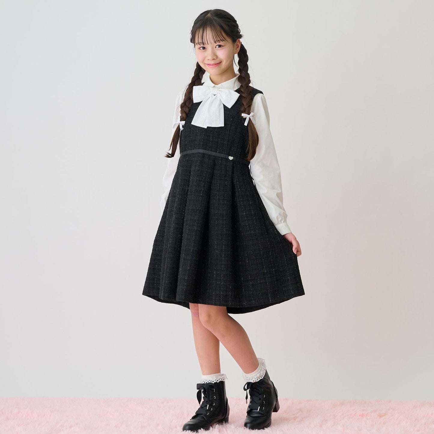 緞面蝴蝶結波浪邊短靴