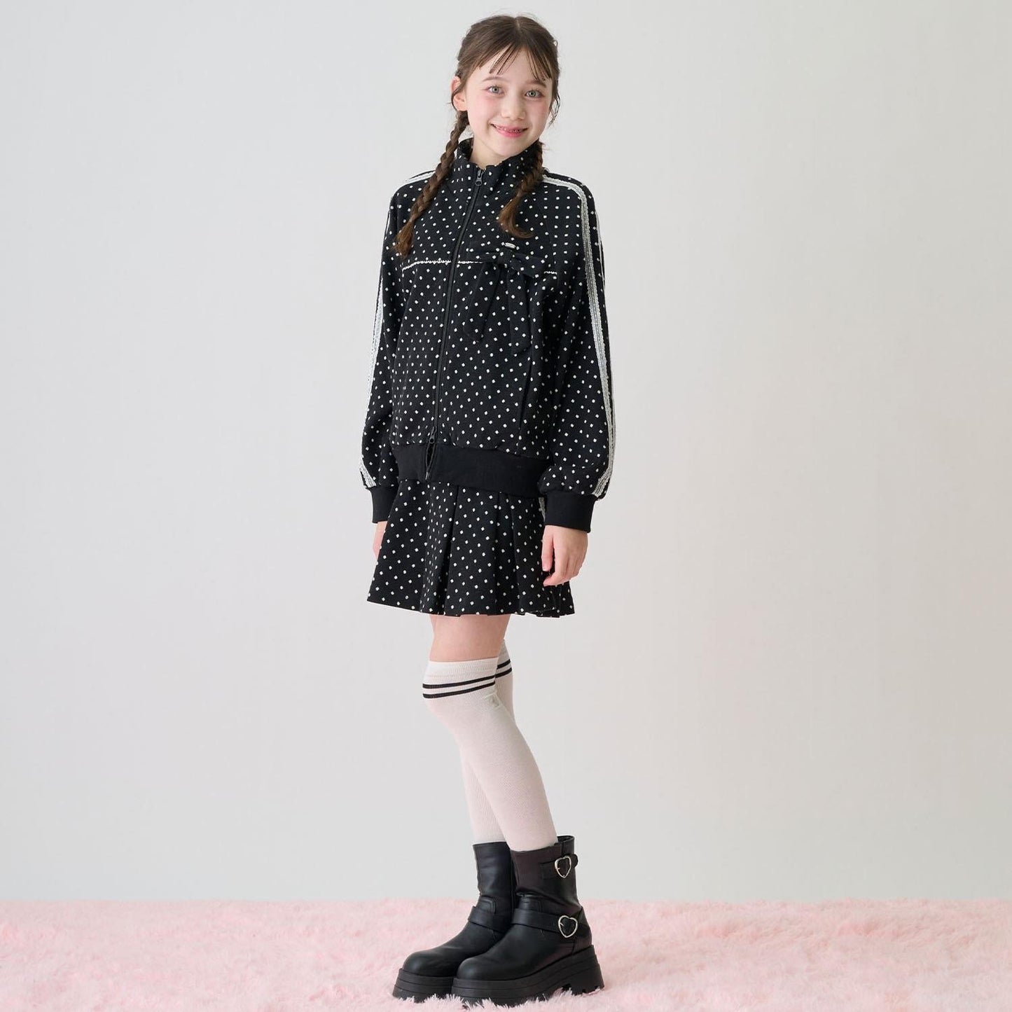 波點提花夾克（附蝴蝶結胸針）