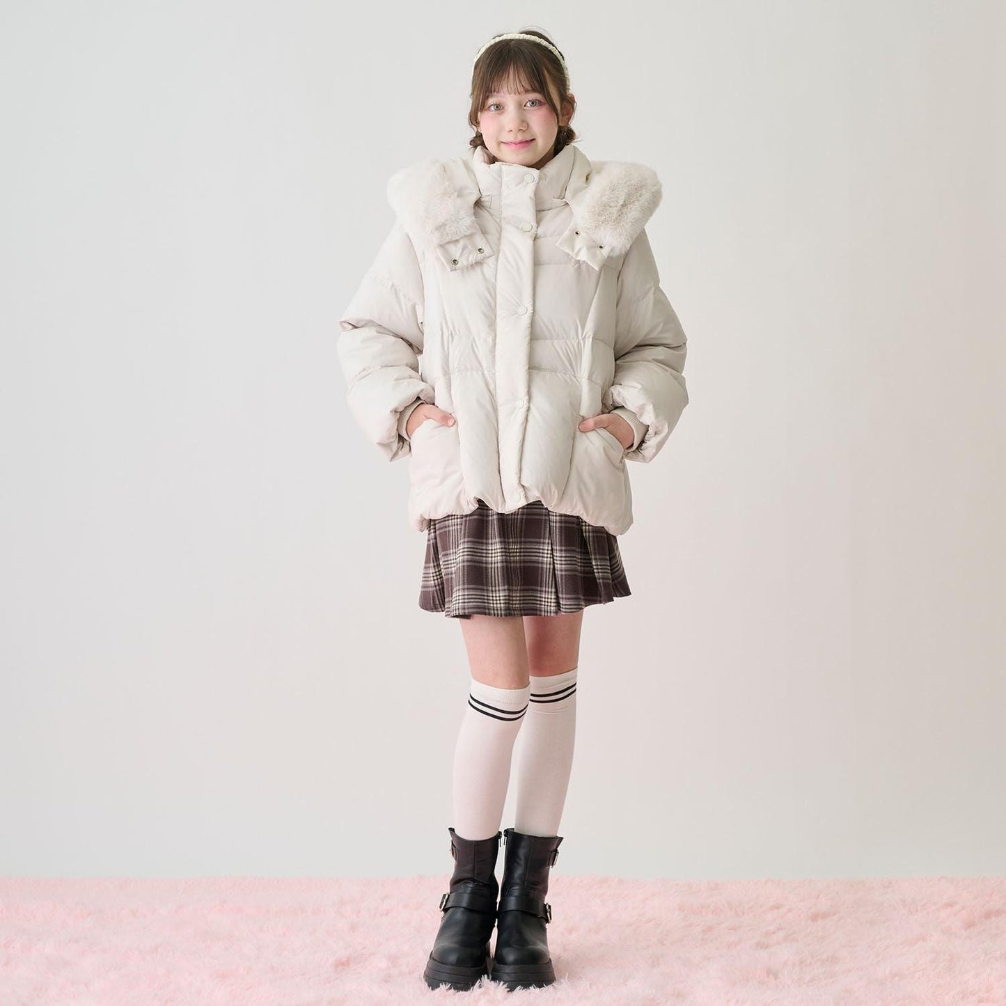 【防潑水】保暖仿毛連帽可回收羽絨夾克