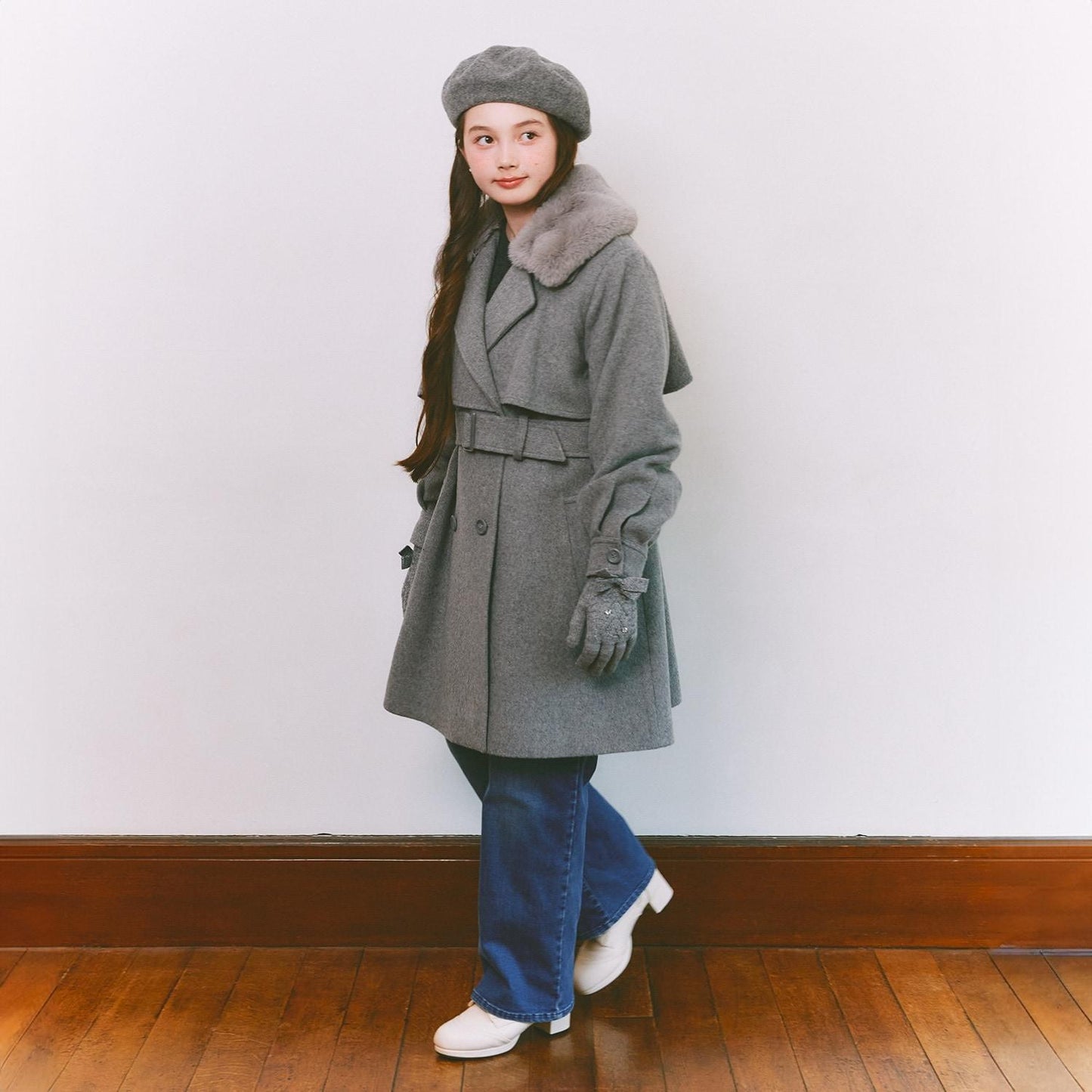 緞面蝴蝶結波浪邊短靴