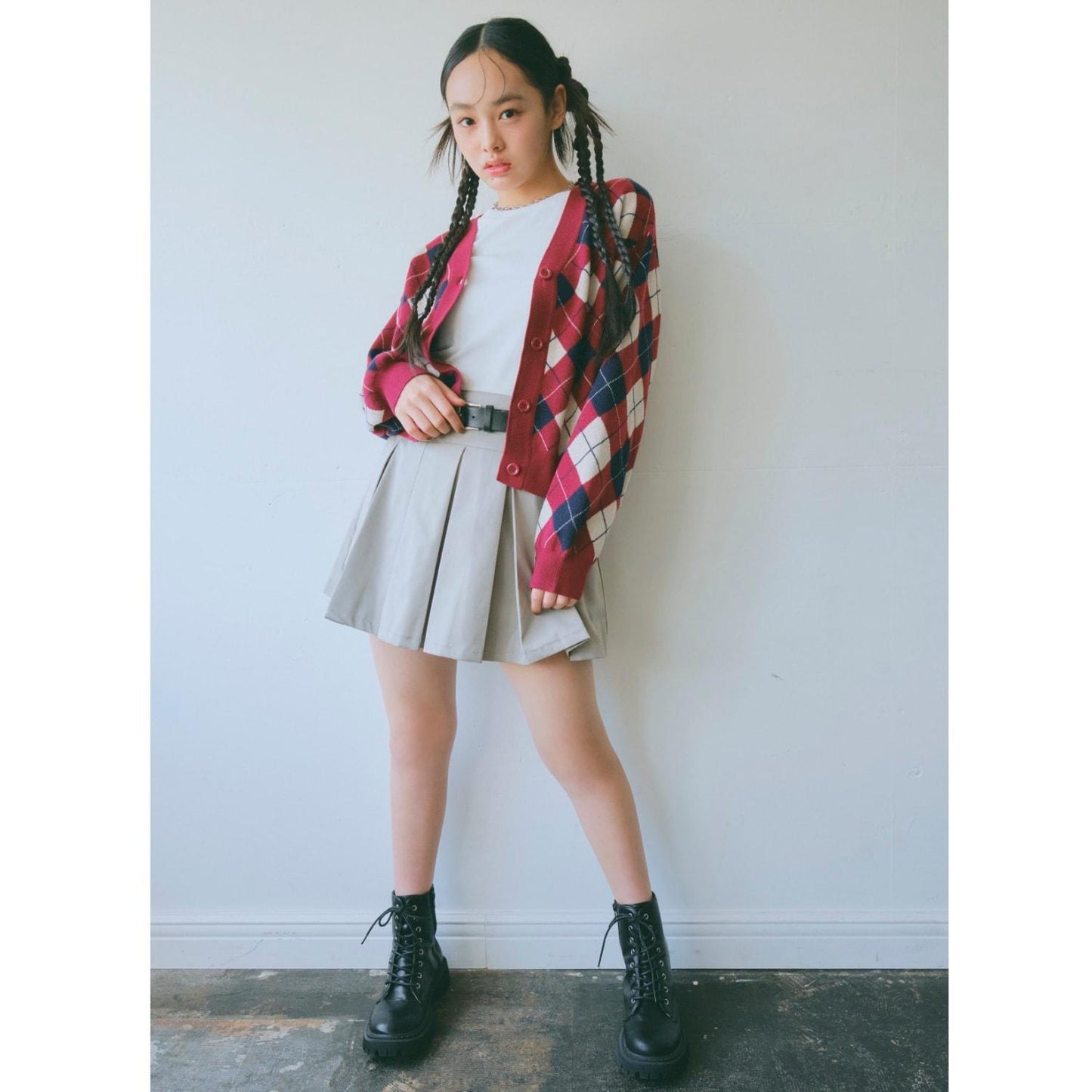 菱格針織T恤套裝