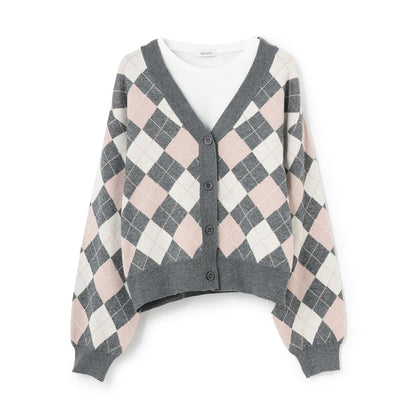 菱格針織T恤套裝