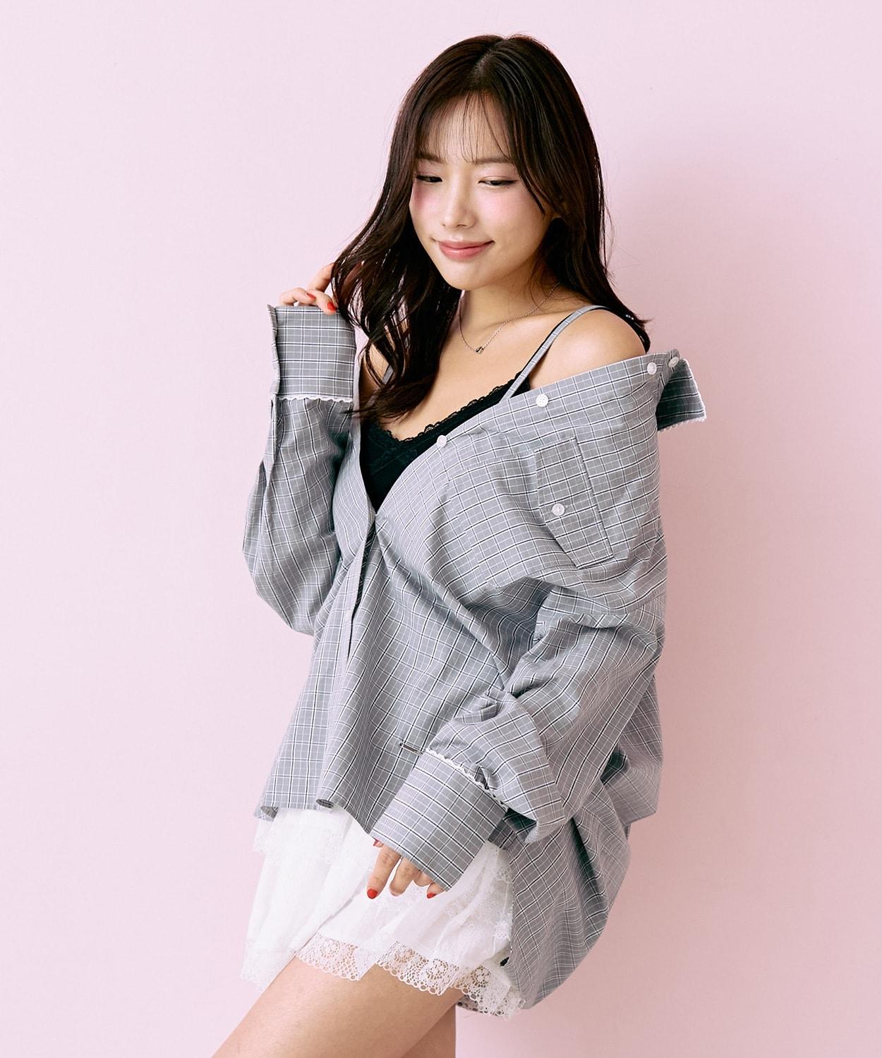 帶標誌牌格子襯衫【韓國時尚】