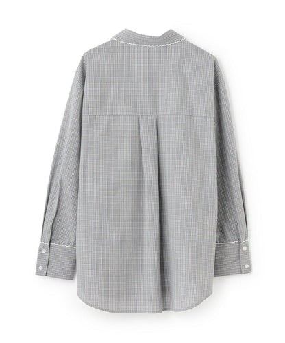 帶標誌牌格子襯衫【韓國時尚】