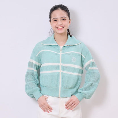 網眼針織拉鍊開衫