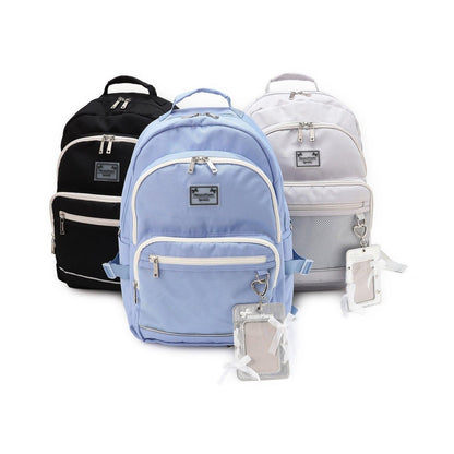 【防潑水】繫帶蝴蝶結卡包掛飾雙肩包