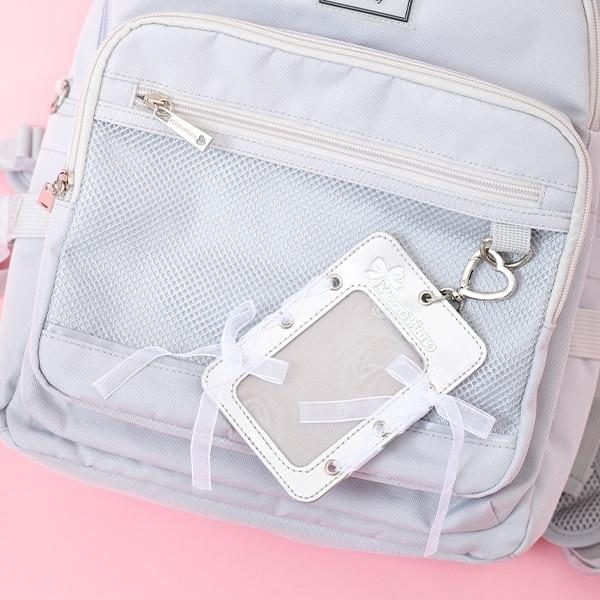 【防潑水】繫帶蝴蝶結卡包掛飾雙肩包