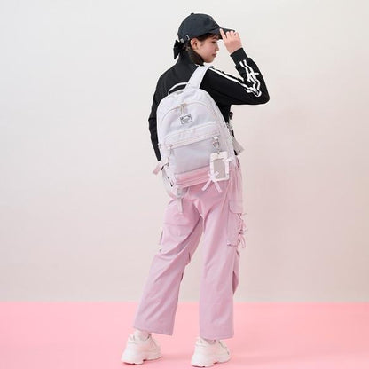 【防潑水】繫帶蝴蝶結卡包掛飾雙肩包