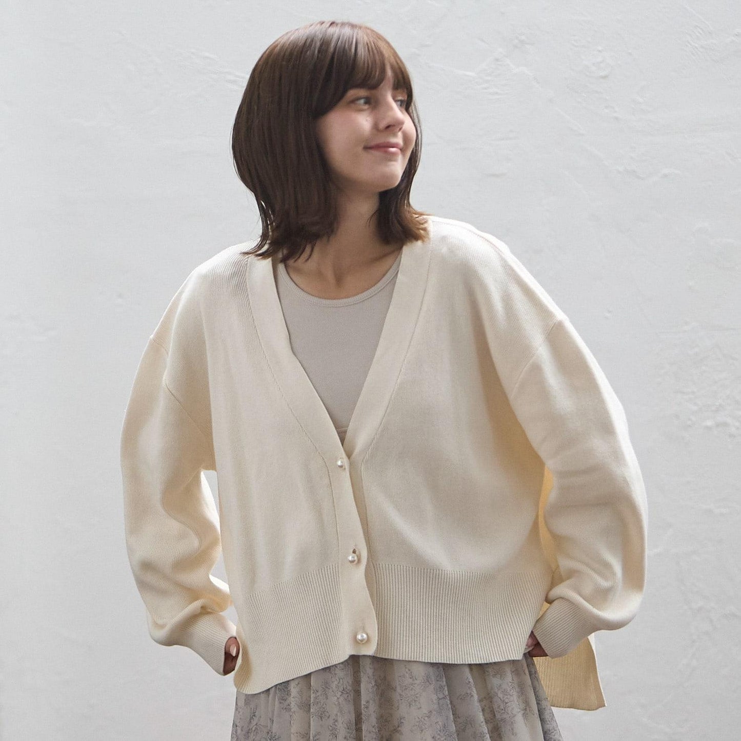 珍珠紐釦針織開衫