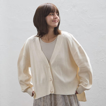 珍珠紐釦針織開衫