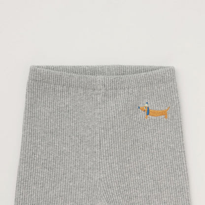 dog刺繡羅紋打底褲