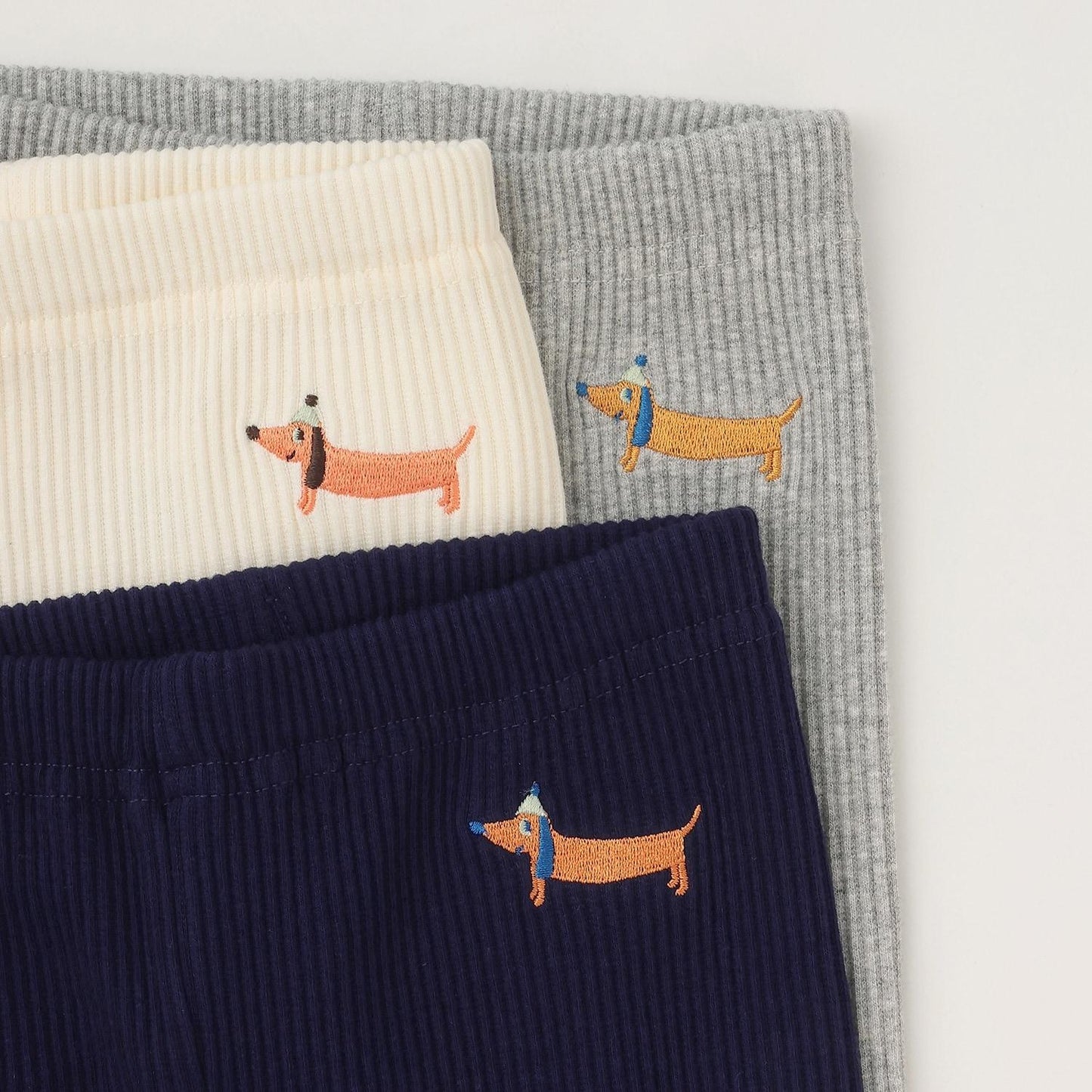 dog刺繡羅紋打底褲