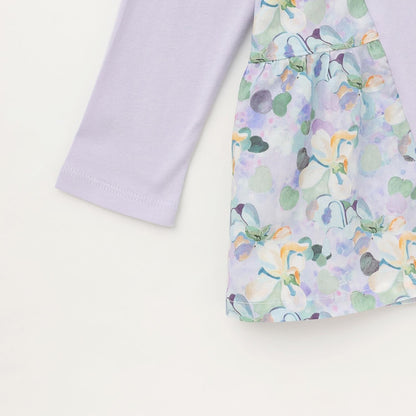 花卉拼接層疊連衣裙式上衣