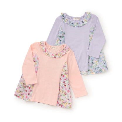 花卉拼接層疊連衣裙式上衣