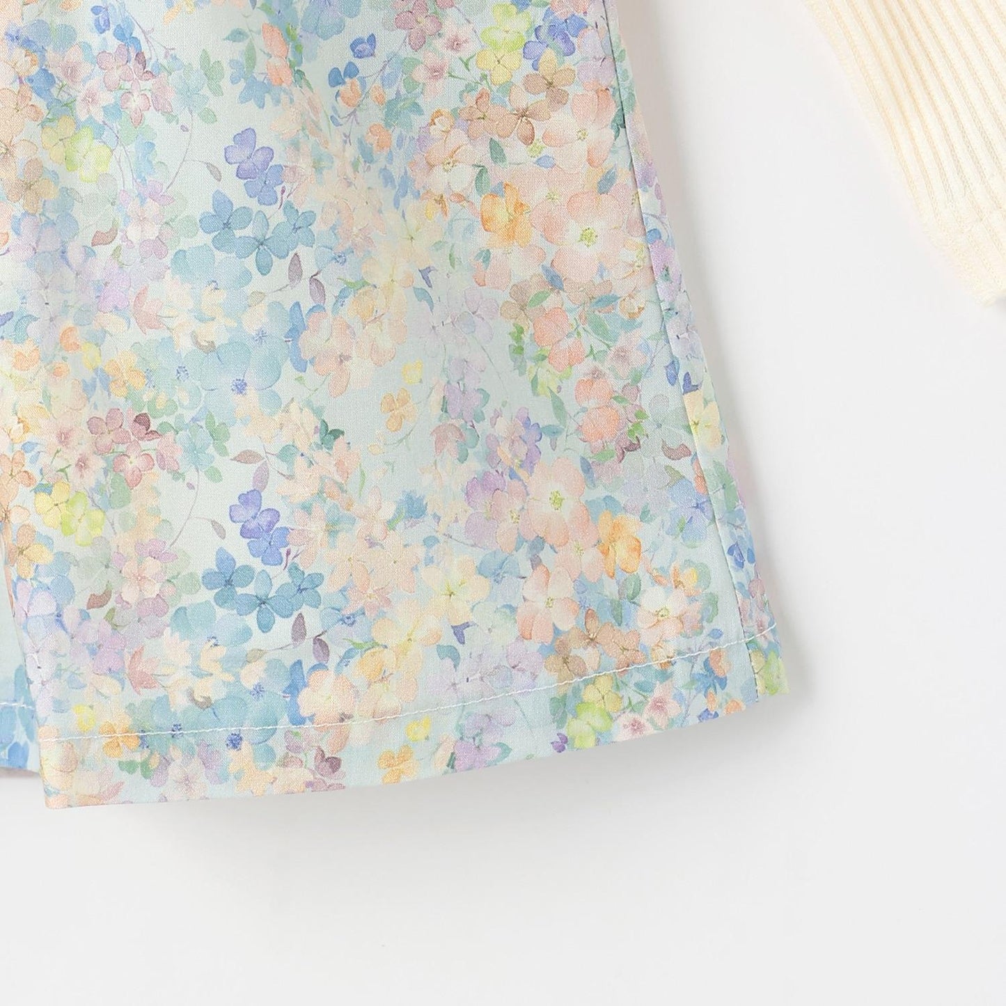 花卉拼接長袖連衣裙