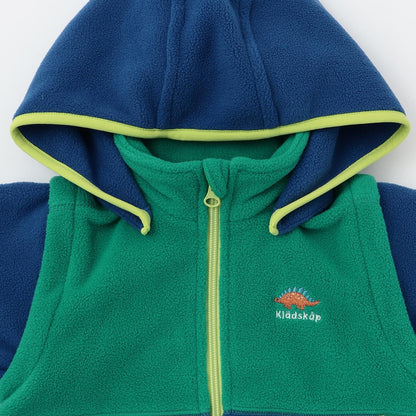 恐龍拼接三用抓絨連帽衫