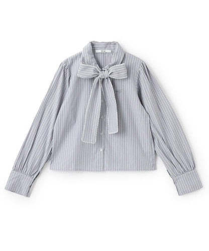 蝴蝶結領標誌刺繡襯衫【韓國時尚】