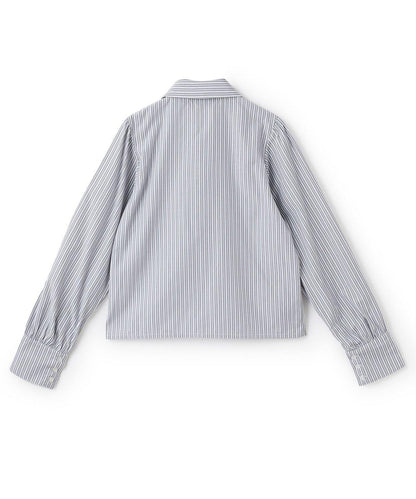 蝴蝶結領標誌刺繡襯衫【韓國時尚】