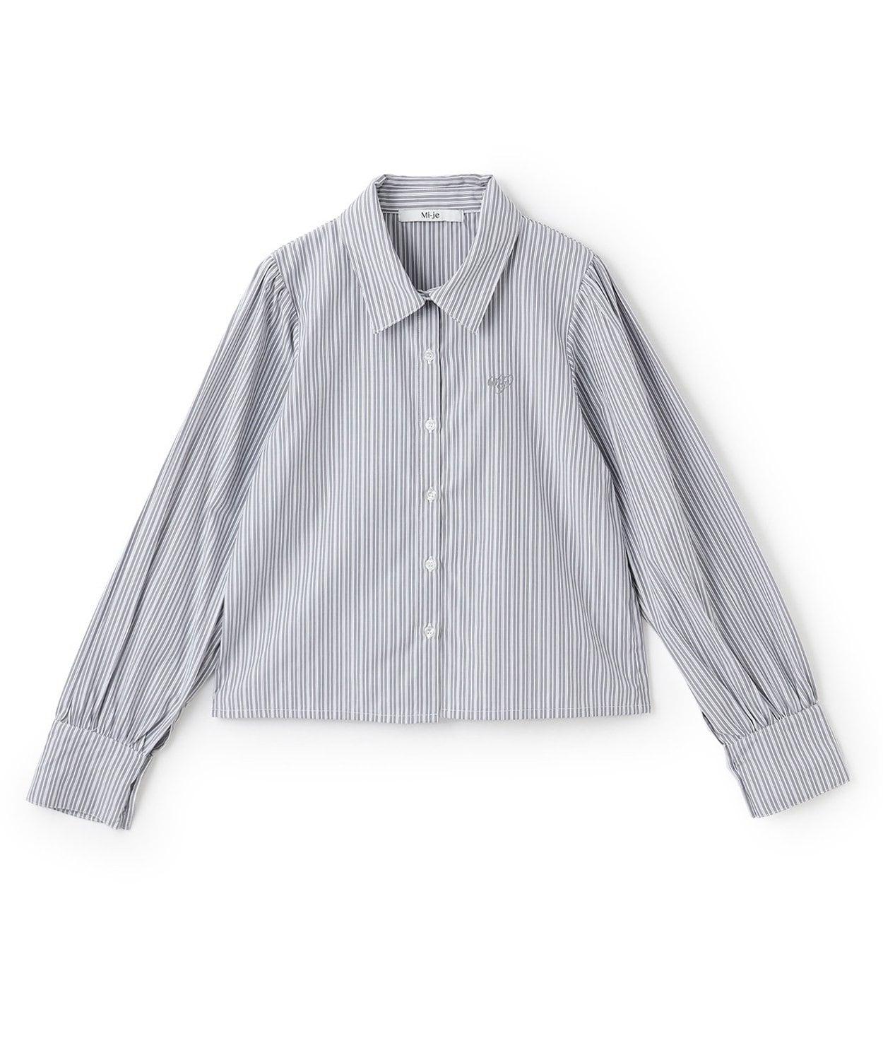 蝴蝶結領標誌刺繡襯衫【韓國時尚】