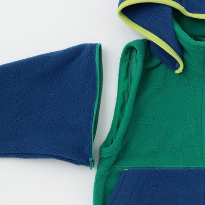 恐龍拼接三用抓絨連帽衫