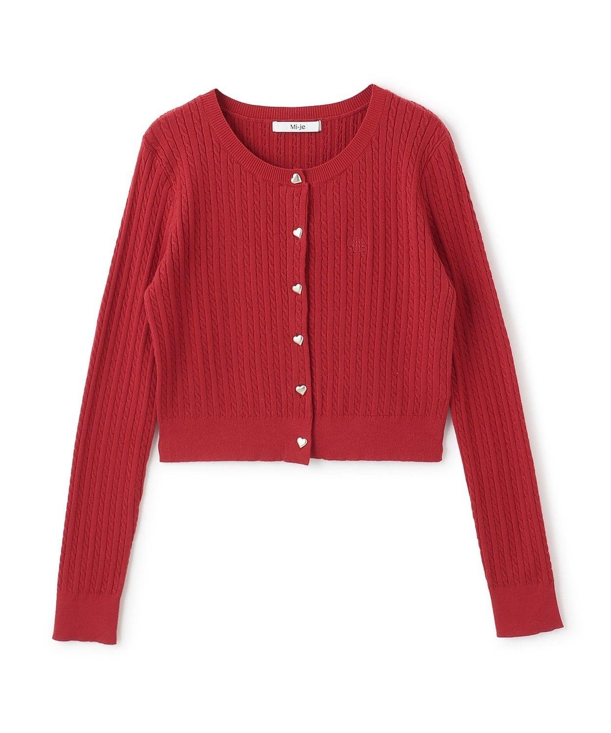 愛心紐扣麻花針織開衫【韓國時尚】