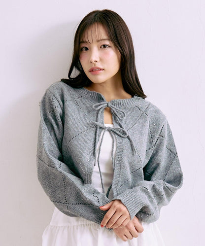 2WAY亮片針織開衫【韓國時尚】