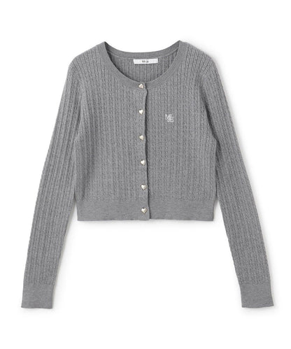 愛心紐扣麻花針織開衫【韓國時尚】