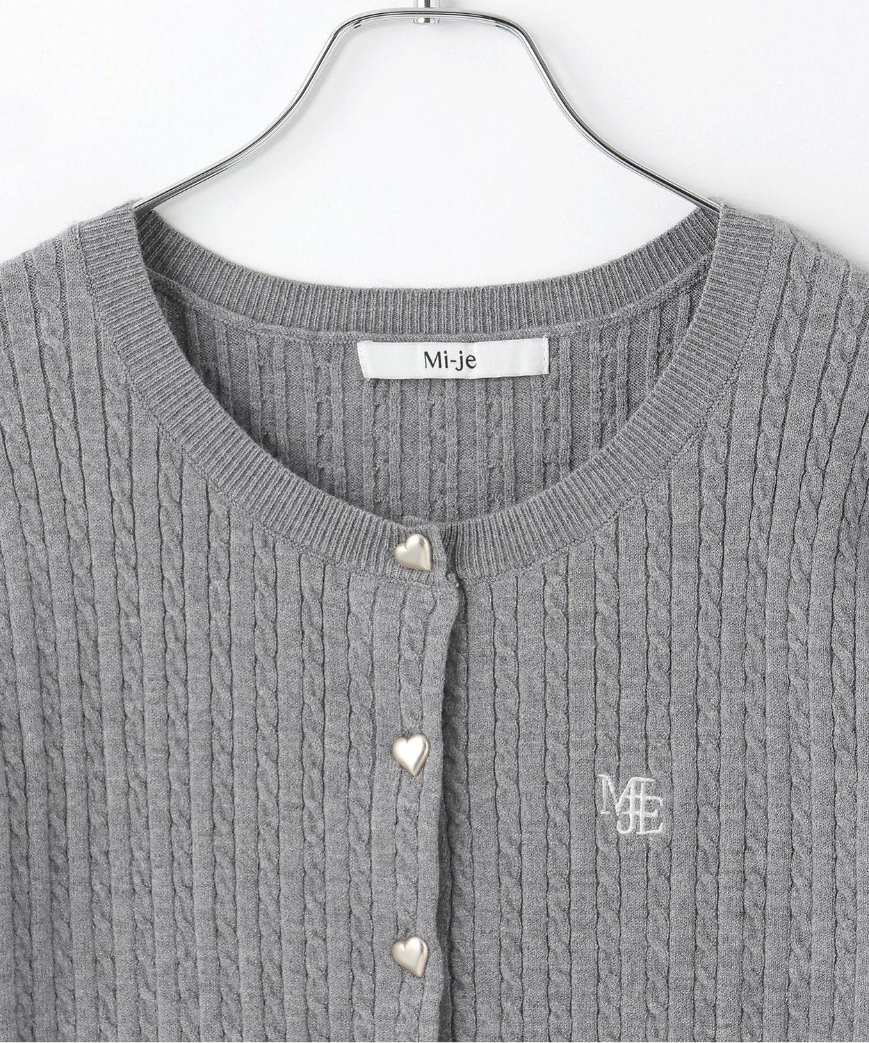 愛心紐扣麻花針織開衫【韓國時尚】