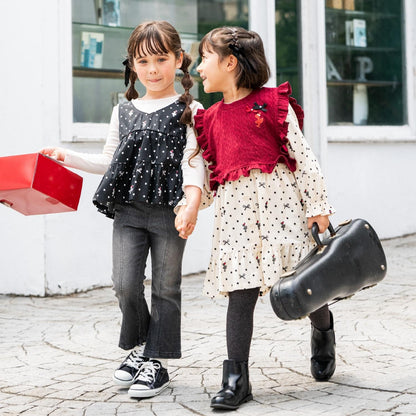 波點蝴蝶結圖案層疊風格長款上衣