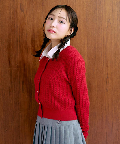 愛心紐扣麻花針織開衫【韓國時尚】