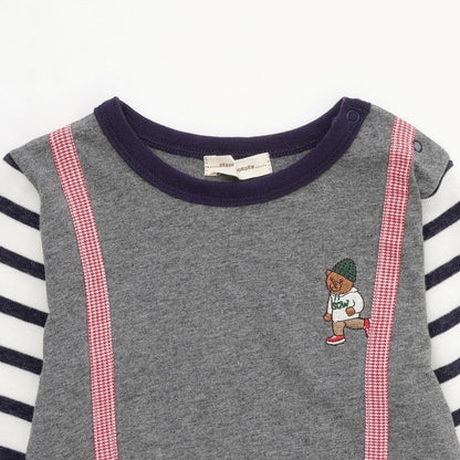 小熊刺繡吊帶長袖T恤