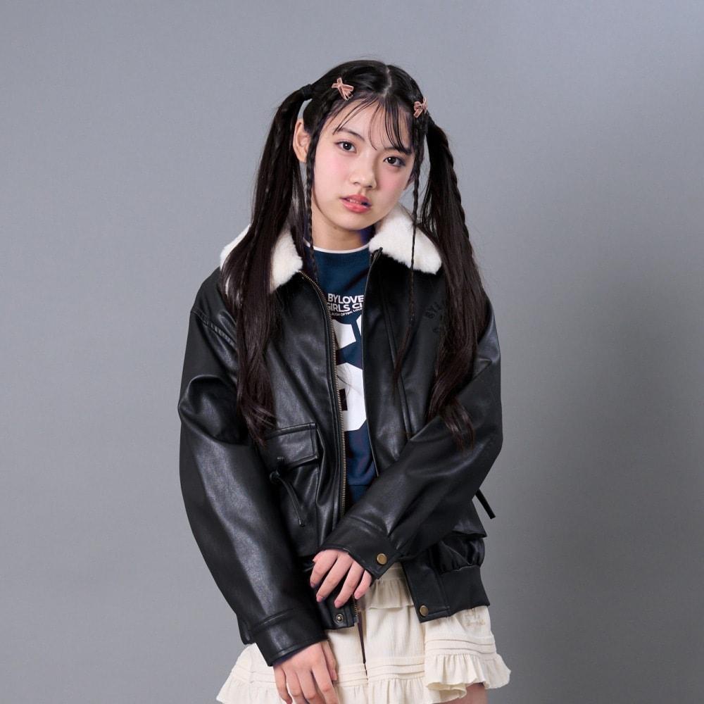 翻領仿皮草合成皮革夾克