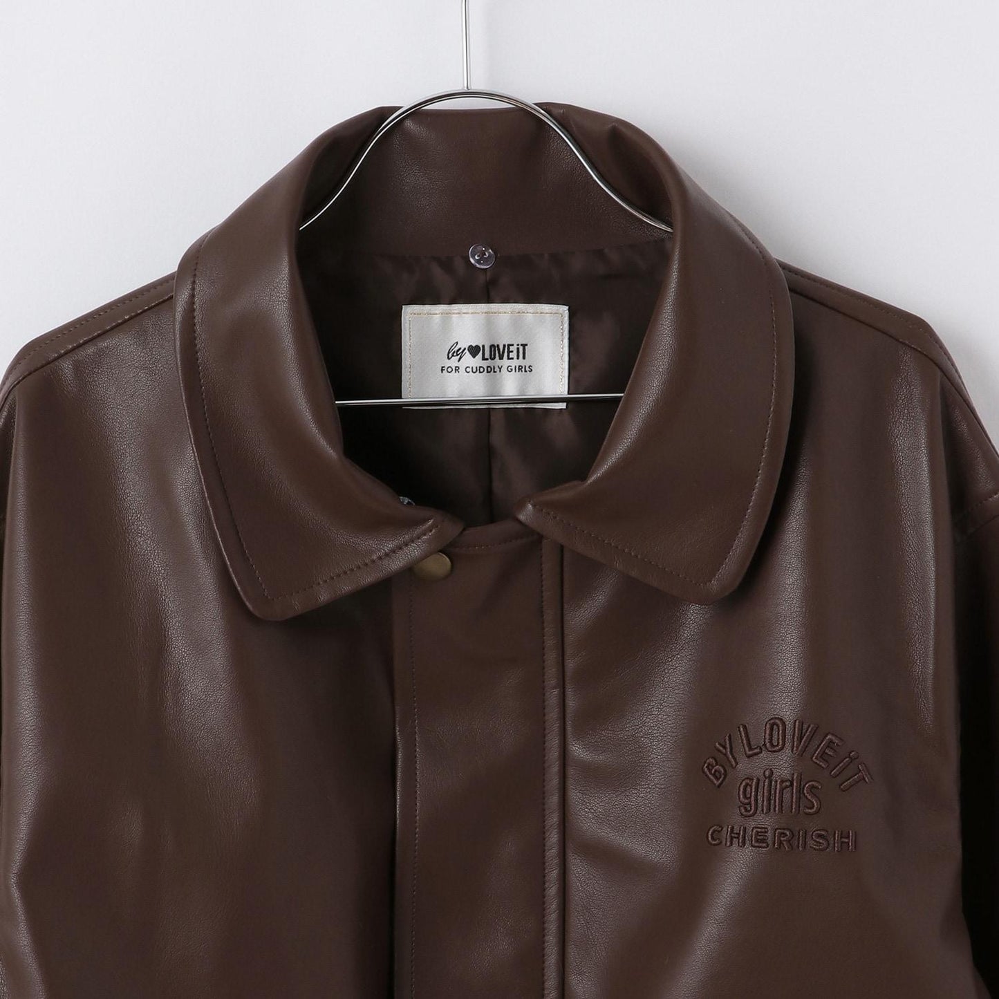 翻領仿皮草合成皮革夾克