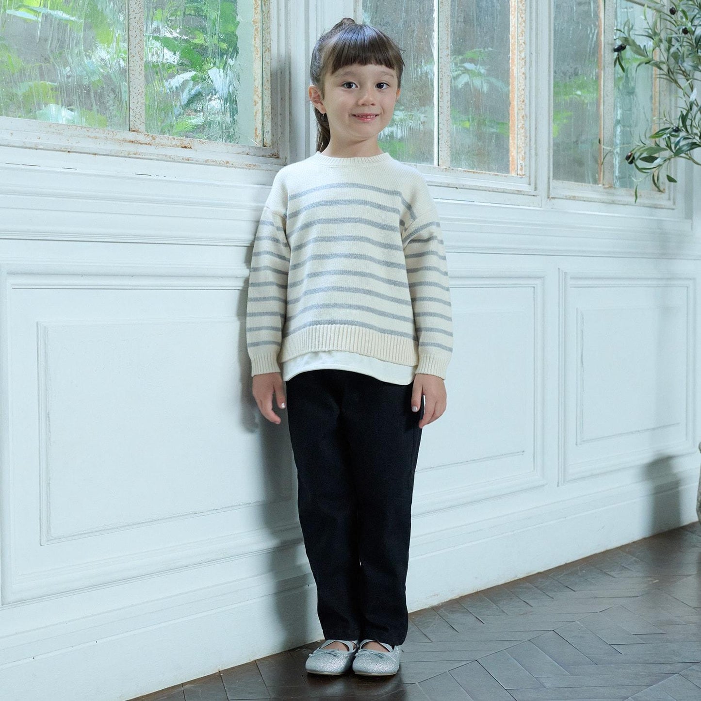 【可水洗】條紋針織衫