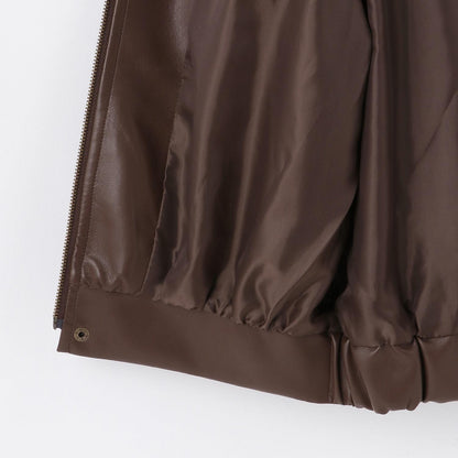 翻領仿皮草合成皮革夾克