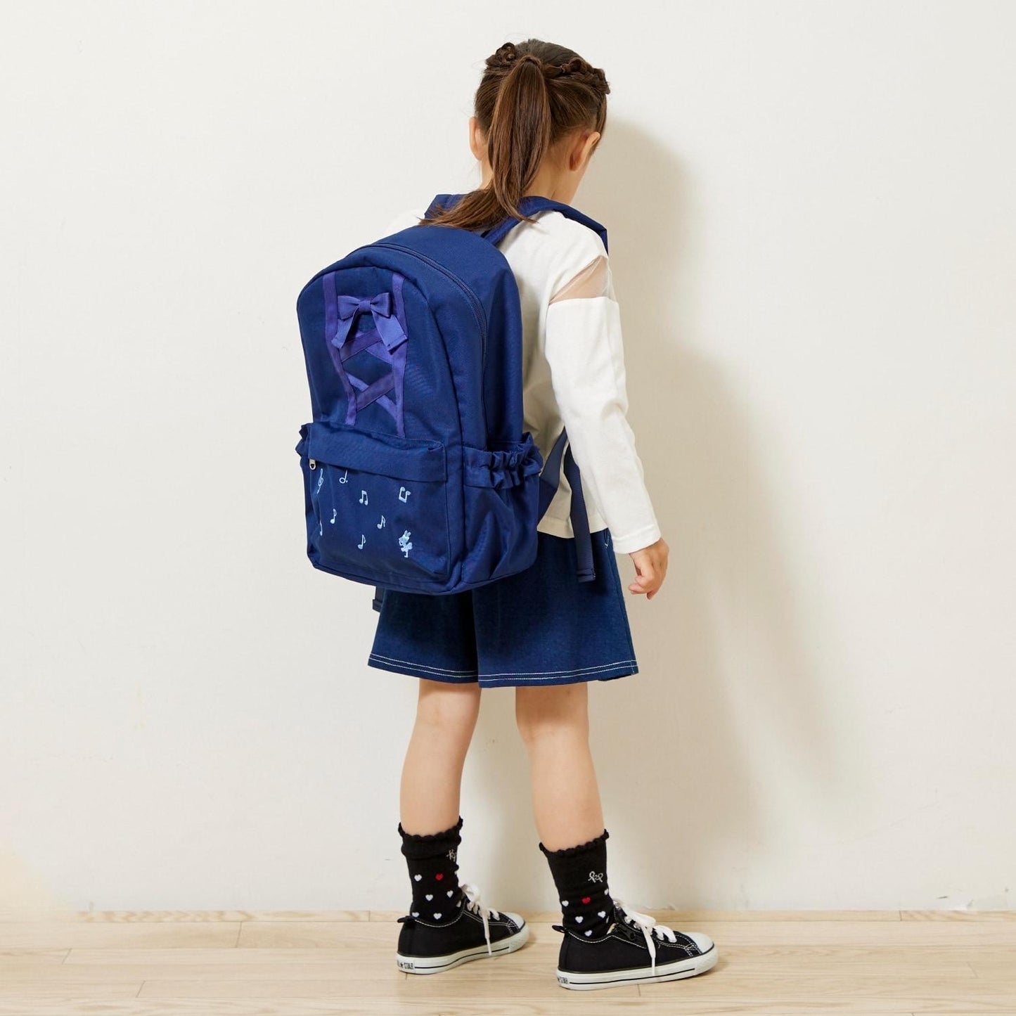 mimi醬蝴蝶結蕾絲繫帶雙肩包