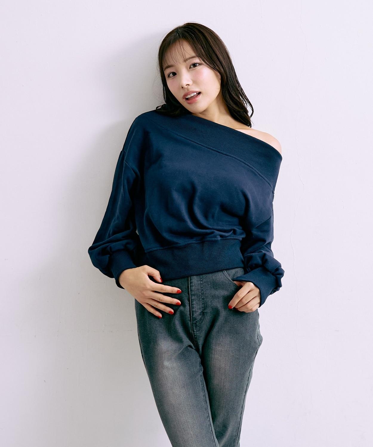 單肩印花衛衣【韓國時尚】