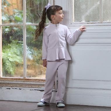 【芭蕾】荷葉邊拉鍊上衣長褲套裝